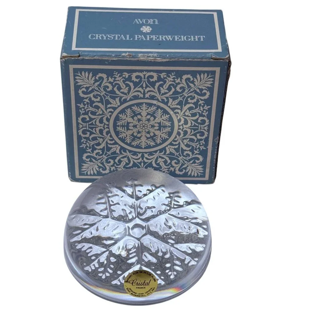 Crystal Snowflake Paperweight by Avon Clear Made in France Christmas Collectible
